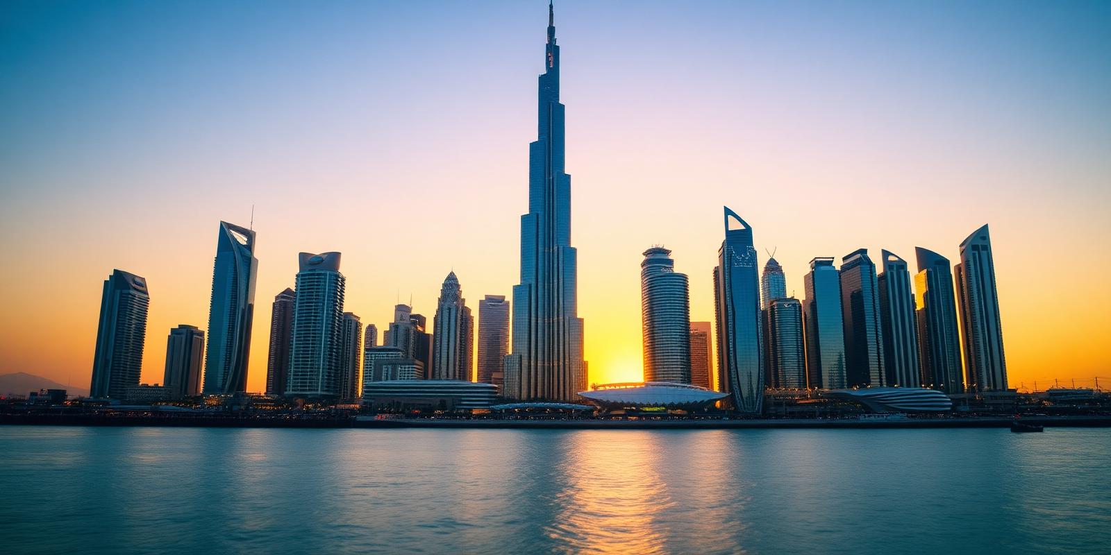 Dubai skyline at golden hour