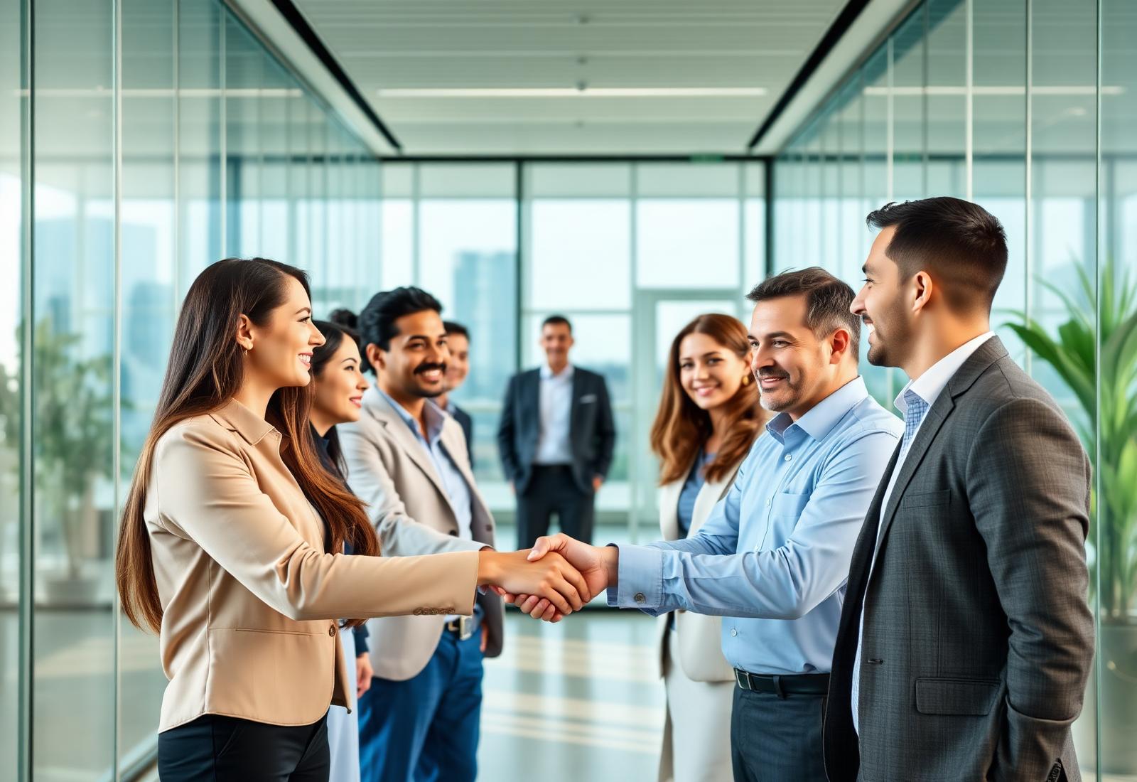Recruvion consultants meeting with hiring managers in a modern Dubai office